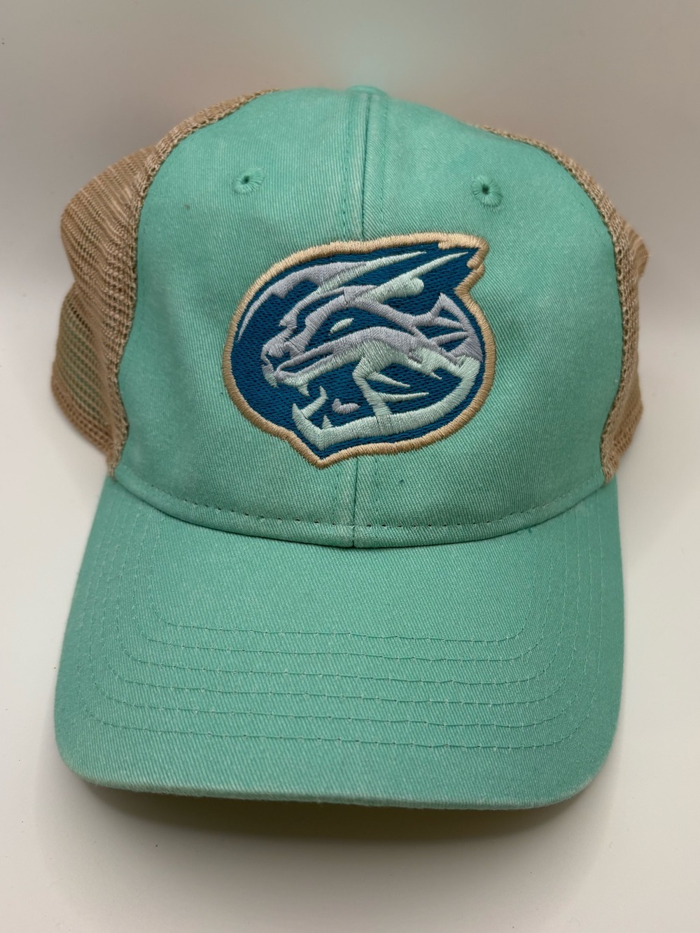 Outdoor Cap Teal Trucker Hat Fish Logo Mesh Snapback